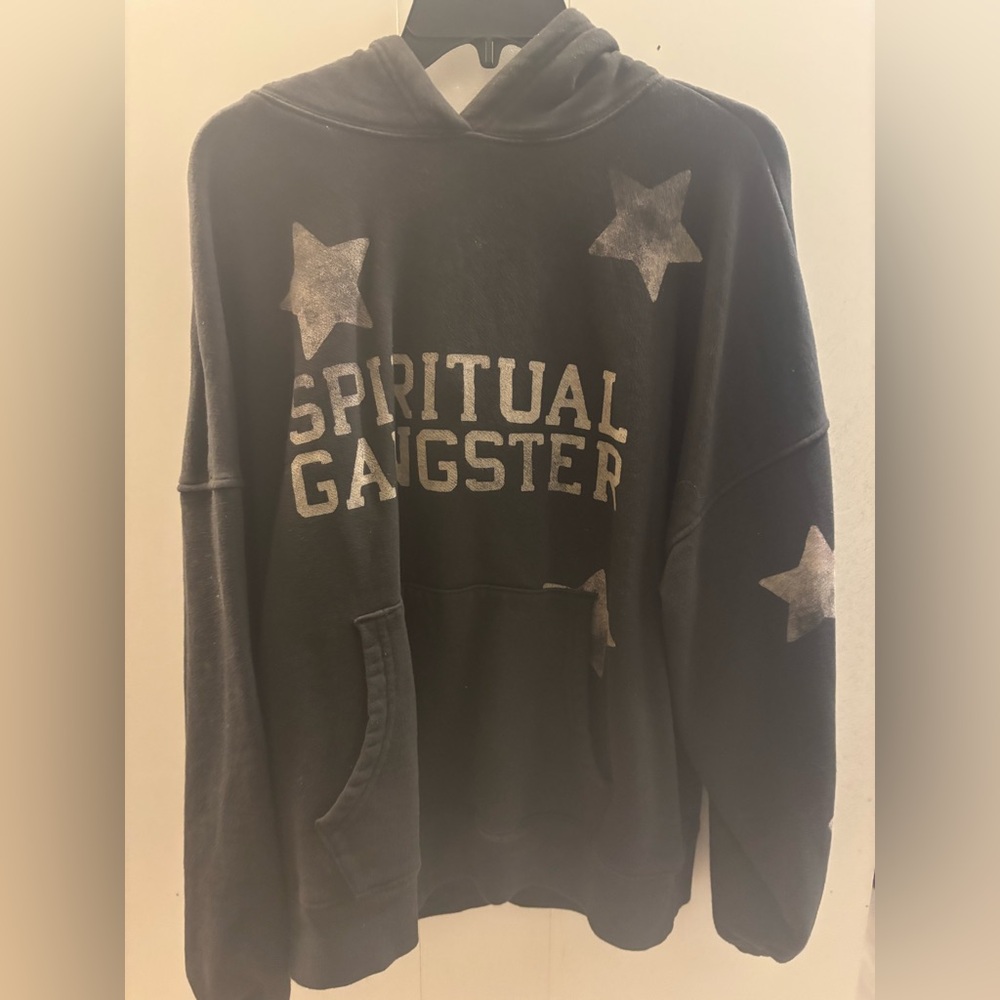 Spiritual Gangster Black Hoodie with Star Accents